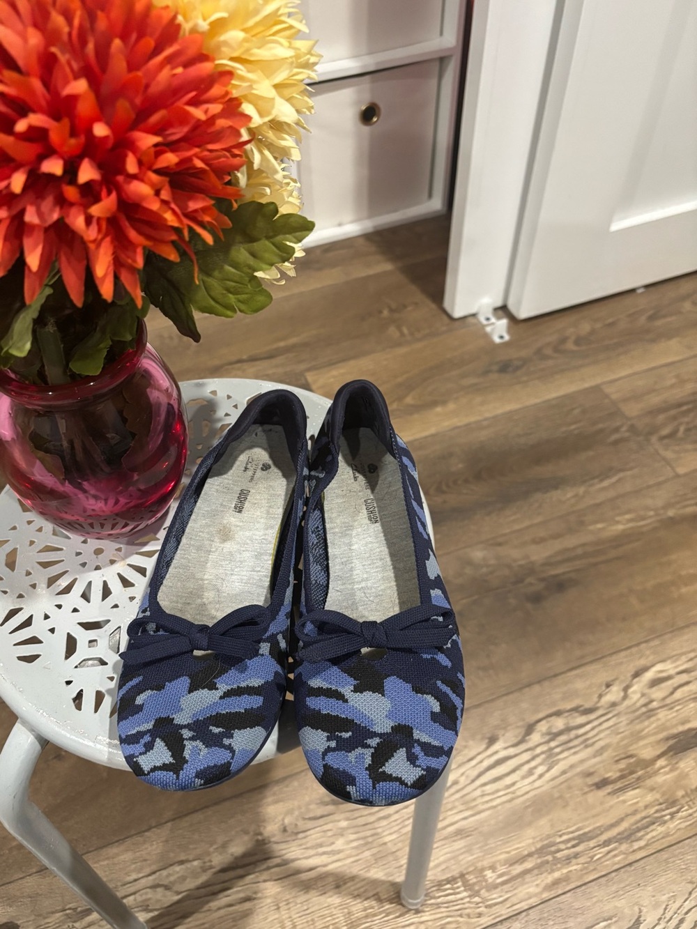 Clarks Blue Camo Knit Ballet Flats